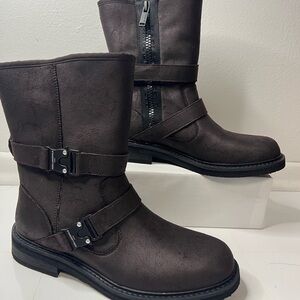 Karl Lagerfeld Paris Brown Buckle Mid-Calf Boots Men Size 9.5 New without box